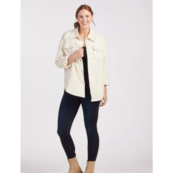 Woolx Jackets & Blazers - WOOLX Jacket Womens Medium Merino Wool Sawyer Shacket Sweet Cream NWT Boucle